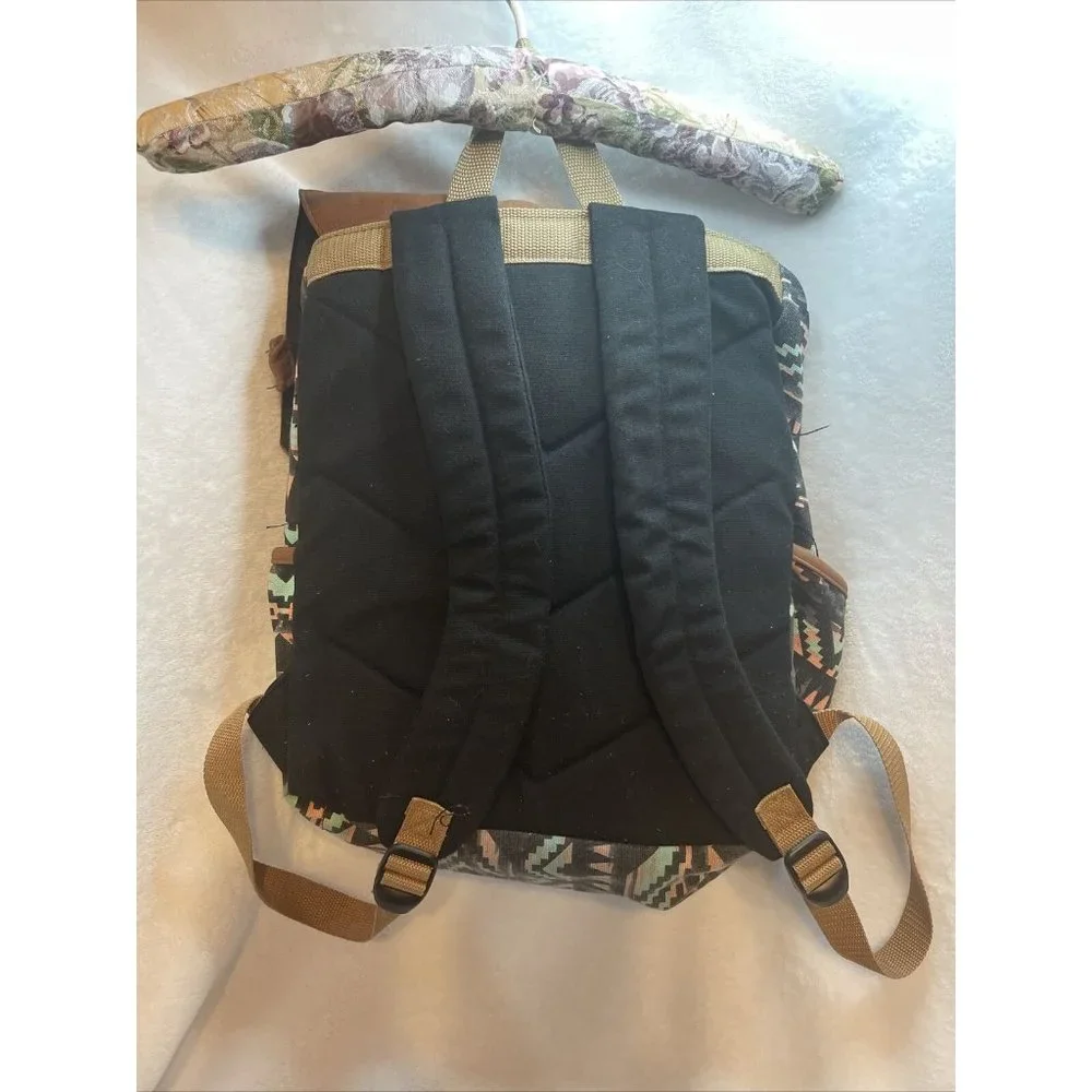 Backpack Bag Aztec Print Zipper Snaps Hook &‎ Loop Adjustable